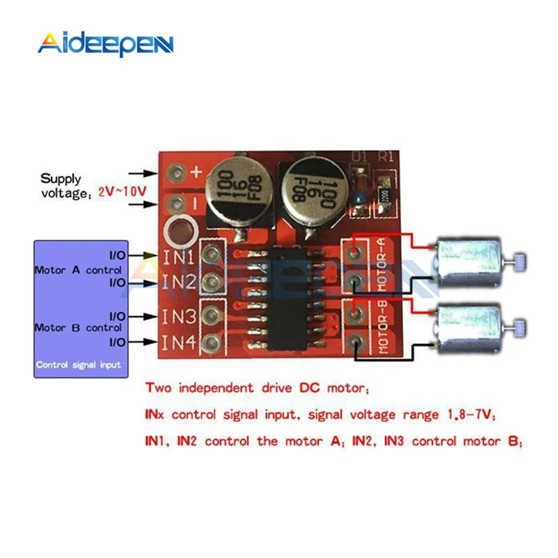 MX1508 DC Motor Driver Module DC 2V-10V 1.5A 2-Way PWM Speed Dual H-Bridge Stepper Motor Driver L298N