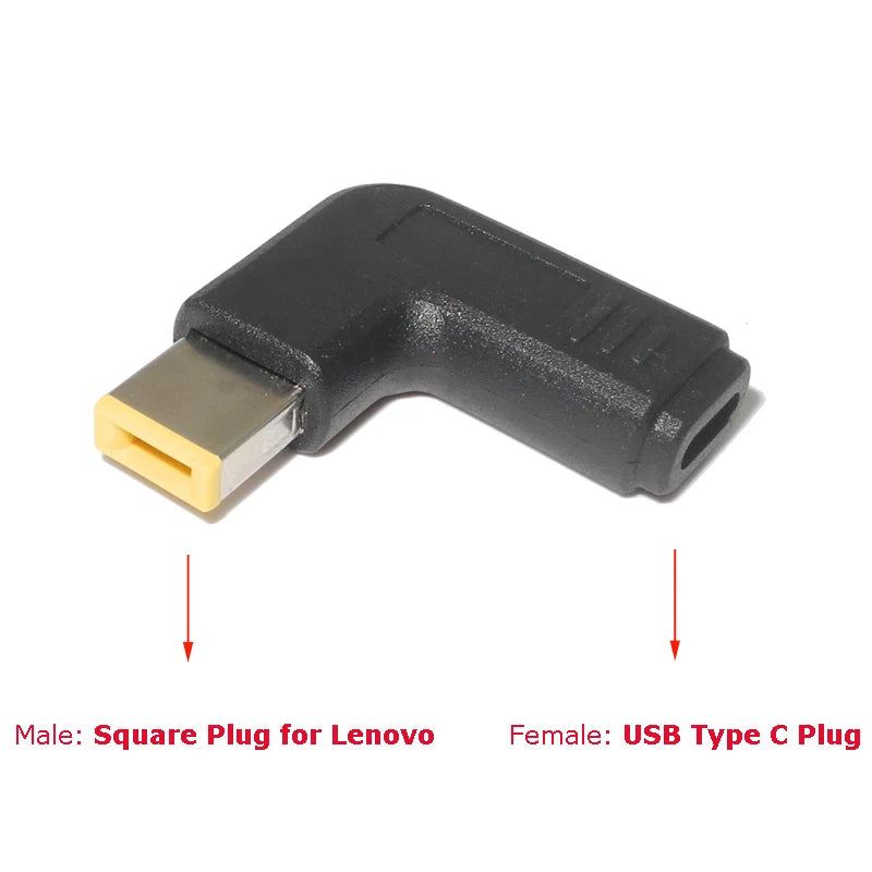 USB-C 3.1 Type C Female to Rectangle Male USB PD Emulator Trigger Angled DC Power Adapter Converter For Lenovo Thinkpad Laptop