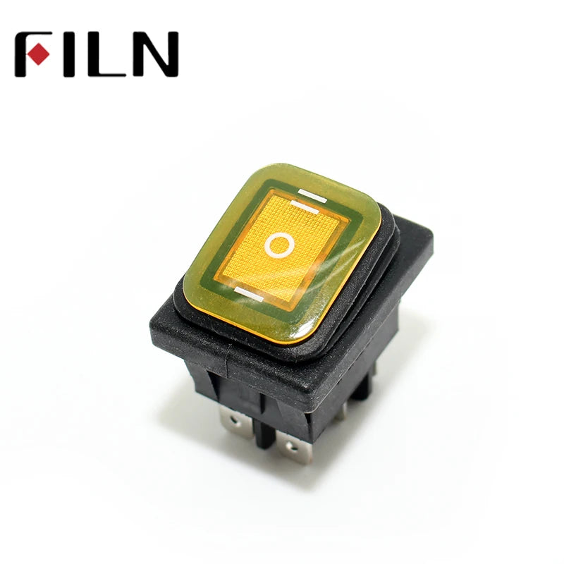 on off on 30A/250V Heavy Duty 6 pin DPDT IP67 Waterproof T85 Auto Boat Marine Toggle Rocker Switch with LED 12V 220V 30x22mm