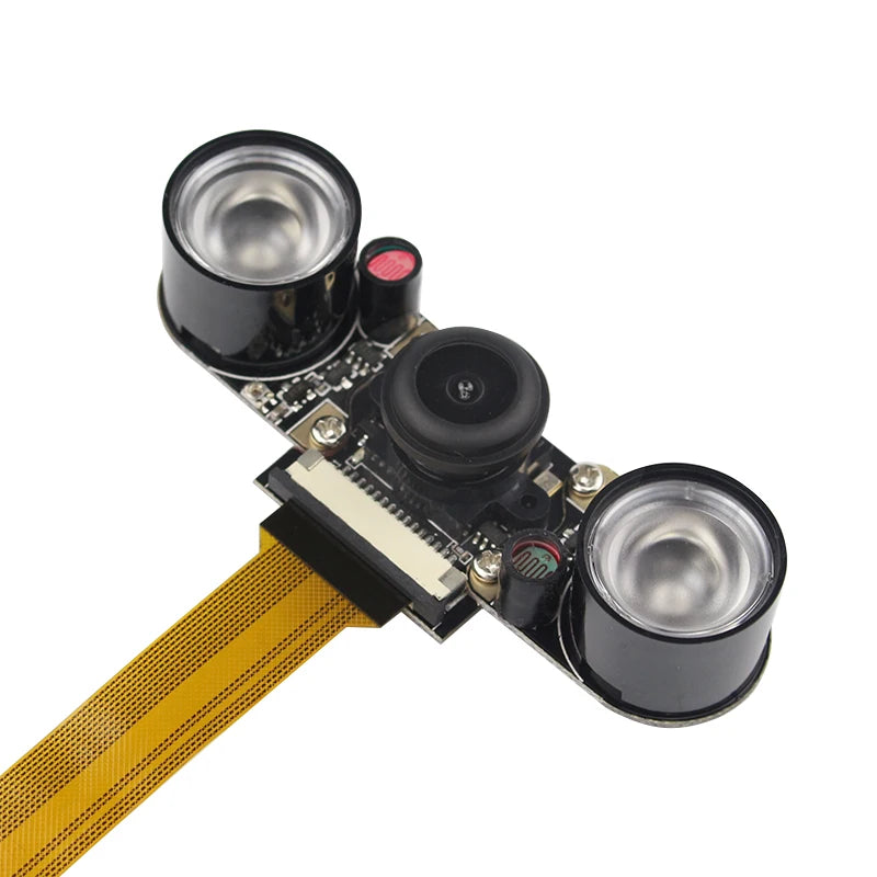 Raspberry Pi 5 Night Vision Camera Wide Angle Fisheye 5MP 1080P Camera with 2 Infrared IR LED Light for Raspberry Pi Zero / 2 W