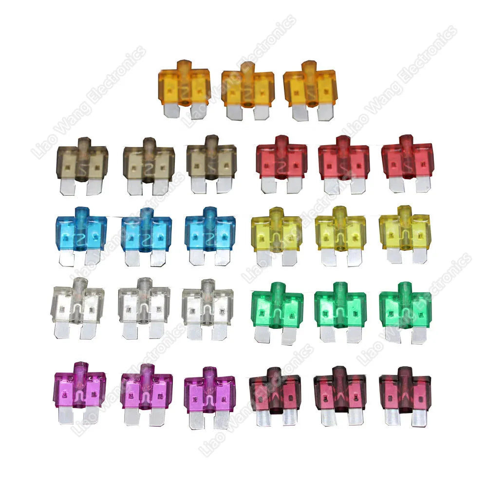 27 PCS/LOT 5A~40A 32V Medium Size Auto Fuse  Inserts Car Insurance Tablets  Fuse With Lamp  Car Inserts Fuse CAR PART