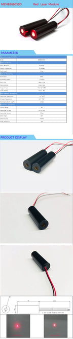 Laser Diode Module Red Dot D12mm 660nm 50MW 5V/12V/24V Industrial Grade ACC Drive Type CW Circuit Model