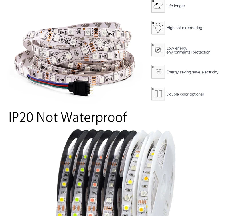 5M 300LEDs Waterproof RGB LED Strip 5050 DC12V 60LEDs/M Flexible Light Belt Led Ribbon Tape Home Decoration 24V RGBW Lamp Strips