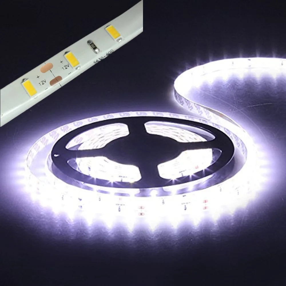Led Strip Light 5630 5730 Waterproof 12V Flexible Tape 5m Natural White 4000K Cold White Warm White 3000K 6500K Red Green Blue