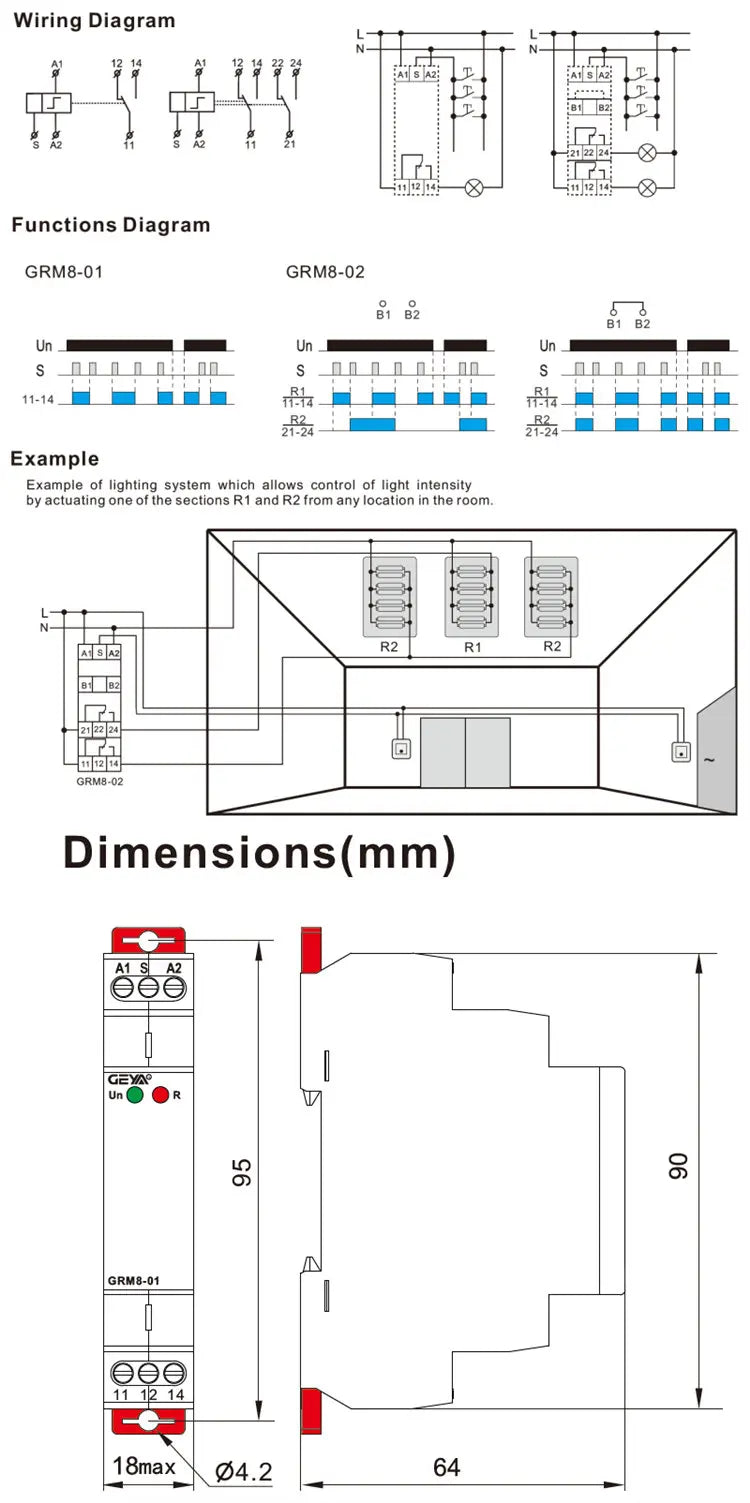 GEYA Din Rail Latching Relay 220V Impulse Relay DC12V 24V 16A Electronic Relay 220V with CE CB