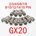 1set GX20 2/3/4/5/6/7/8/9/10/12/14/15 Pin Male + Female 20mm Circular Wire Panel Aviation Connector Socket Plug with Cap Lid