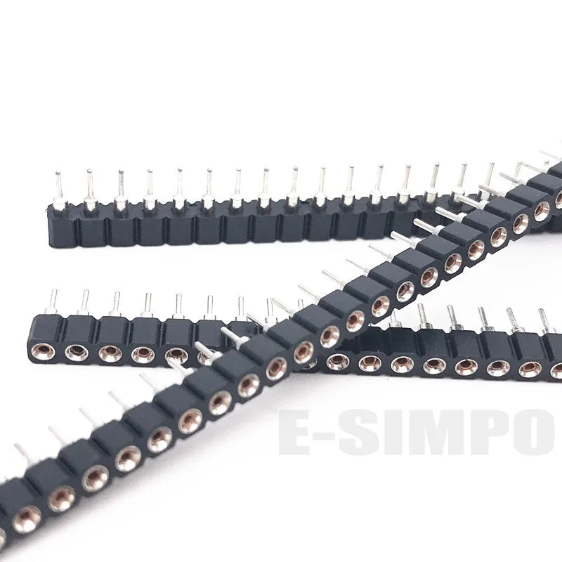 100Pcs 2.54mm Hole Female Header Round Pin Heade Straight Single/Double Row Optional 1x40P 2x40P PH3mm Single Row Gold-plated
