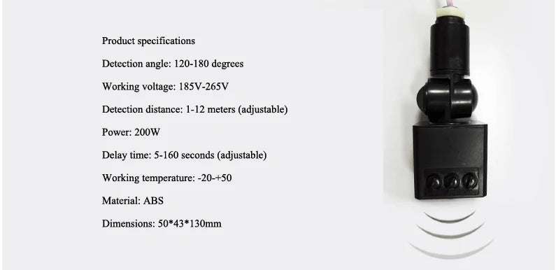 180 Degree 220V Outdoor Waterproof Microwave Radar Motion Sensor Detector Wall Light Switch Home Security Safety 12M