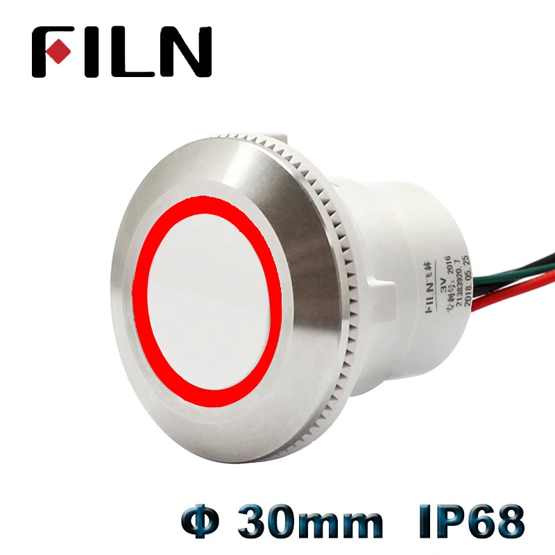 30mm waterproof IP68 metal push button switch 12V 24V 220V led illuminated momentary latching switch on off push button wire