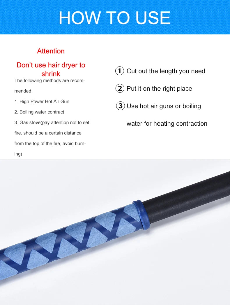 Anti-Slip Heat Shrink Tube for Fishing Rod/Racquet/Bicycle Handles/Tripod DIY 5 Colors 1M 15/18/20/22/25/28/30/35/40/50mm