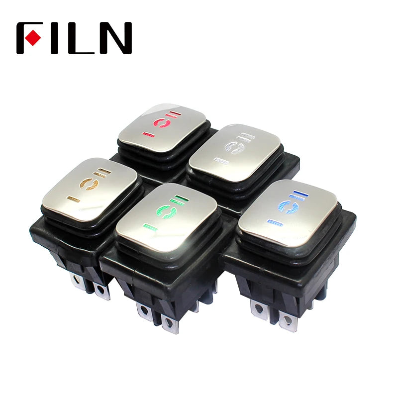 on off on KCD4 IP67 Waterproof Sealed Rocker Switch 3 Way 6 Pins Heavy Duty DPDT Switch Momentary on 30A 250v 12V 220V with Lamp