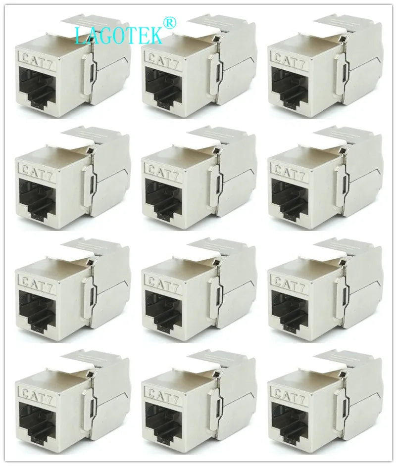 12/24pcs RJ45 Keystone Cat7 Cat6A Shielded FTP Zinc Alloy Module Network Keystone Jack Connector Adapter 10GB Network