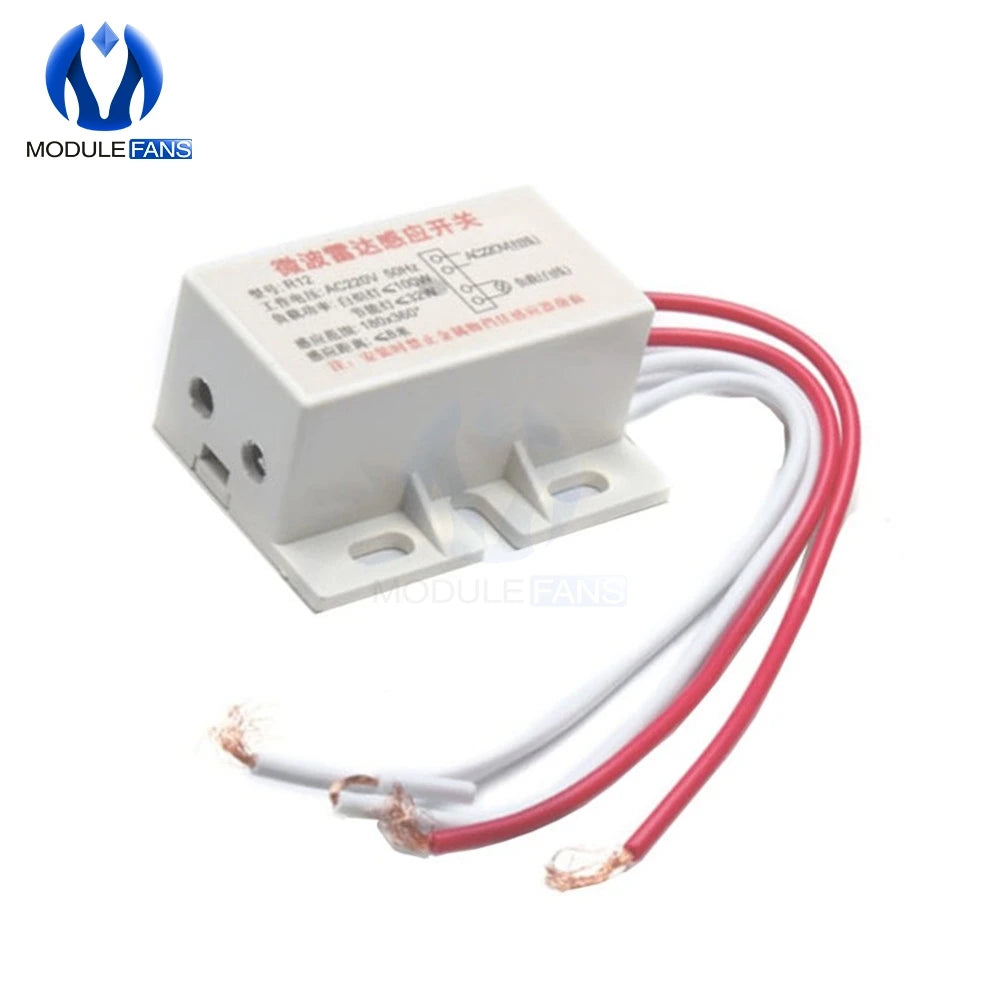 220V AC 50Hz Auto Infrared Human Sensor Switch PIR Microwave Radar Body Motion Sensor Module Adjustable For Time Distance Range