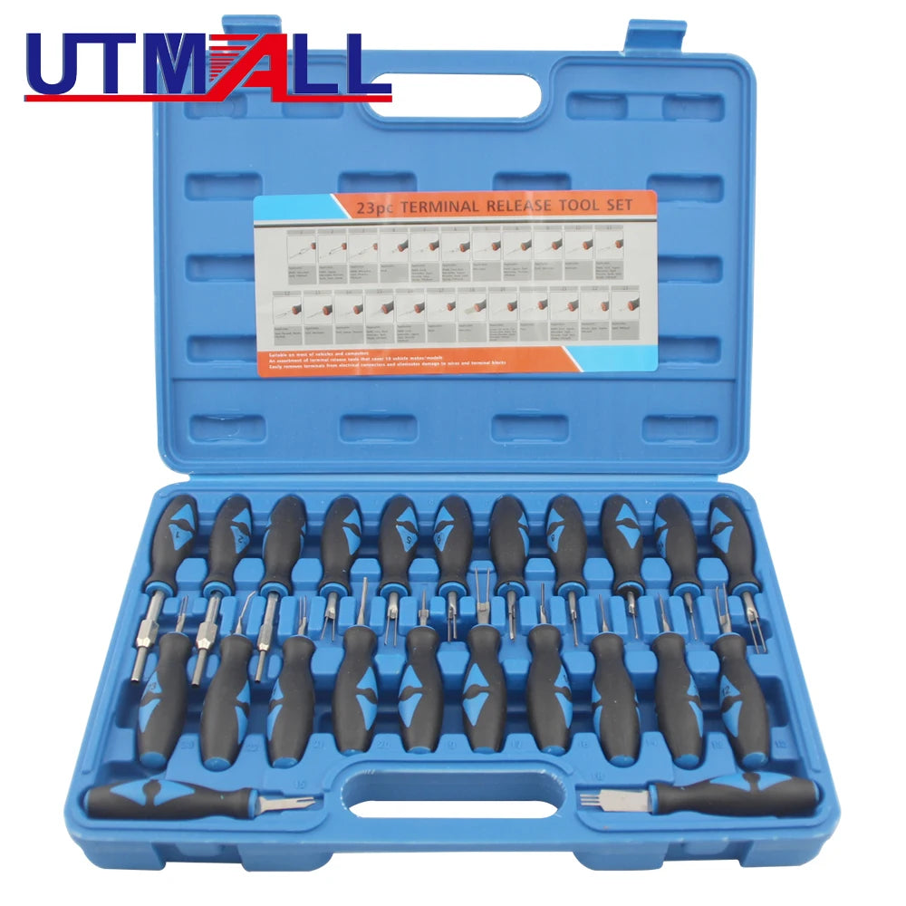 23Pcs Universal Automotive Terminal Release Removal Remover Tool Kit Car Electrical Wiring Crimp Connector Pin Extractor Kit