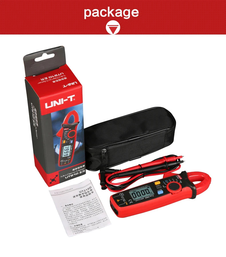 UNI-T Clamp Meter Digital UT210E UT210D AC Current Mini Clamp Multimeter True RMS Pliers Ammeter UT210C Auto Range