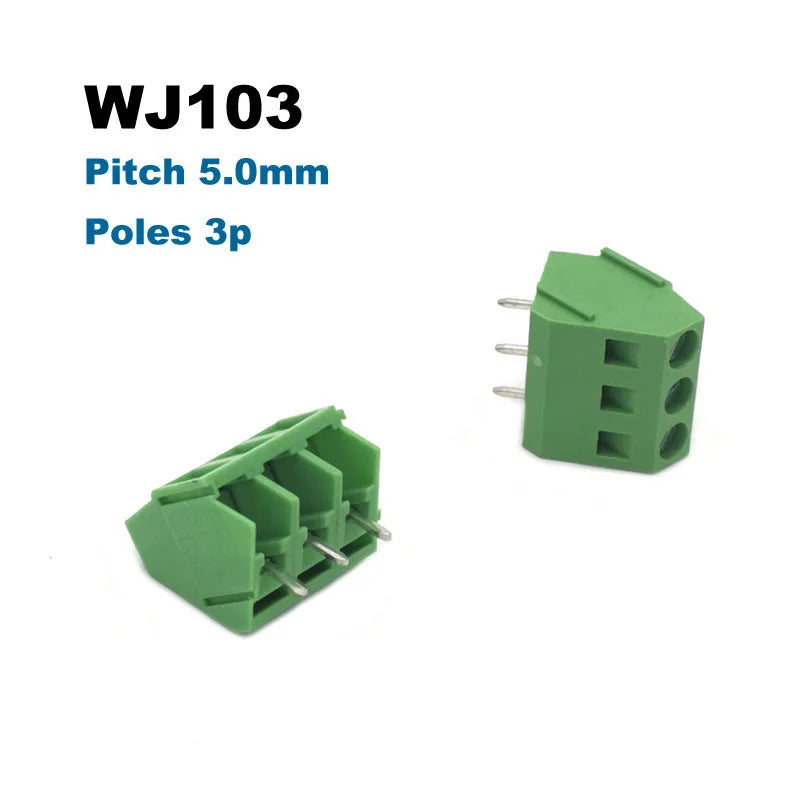 5/10Pcs Pitch 5.0mm 2P 3P Screw PCB Terminal Block Connector Straight Pin WJ103 Wire Cable Morsettiera 300V 15A 2.5mm2