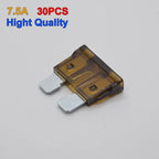 7.5Amp 30Pcs New Standard Type Auto Car Boat Truck Fuse Blade Replacement Fuse