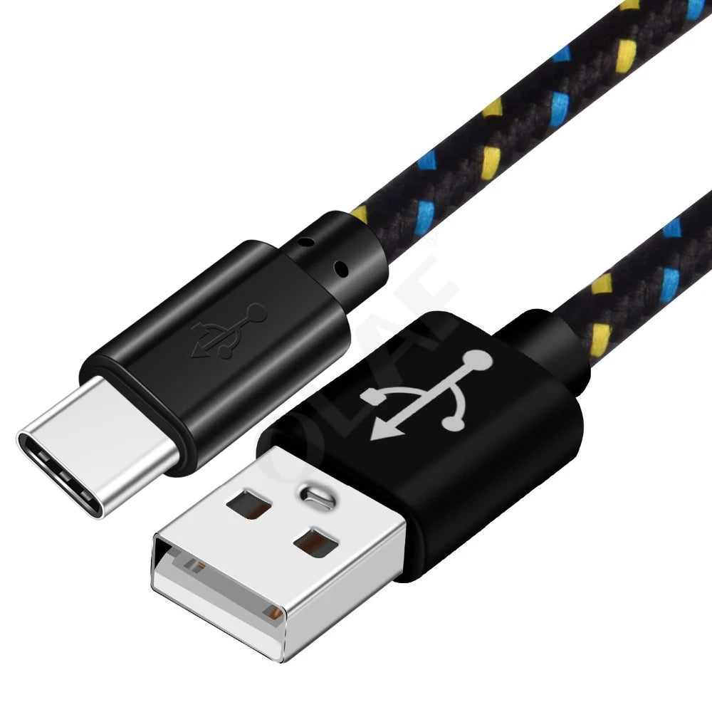 OLAF Nylon Braided USB Type C Cable 1M 2M 3M Data Sync Fast Charging USB C Cable For Samsung S9 S10 Xiaomi mi9 mi8 Huawei Type-c
