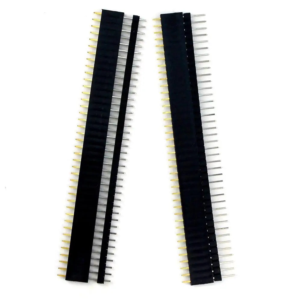 40 Pin 1x40 Single Row Male and Female 2.54 Breakable Pin Header PCB JST Connector Strip for Arduino Black