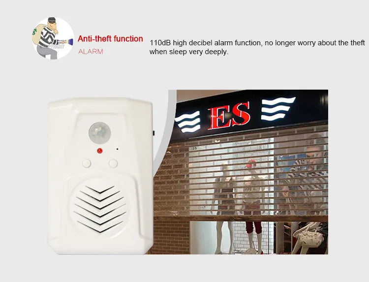 MP3 Downloadable Wireless PIR Motion Sensor Activated Player Infrared Doorbell Shop Store Welcome Voice Reminder with USB Cable