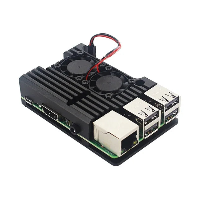 Raspberry Pi 4 Aluminium Alloy Metal Case Cooling Fan Enclosure Raspberry Pi 3 Dual Fan Case Optional for RPi 4B 3B Plus 3B