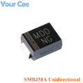 20pcs SMD DO-214AA Series SMBJ70A SMBJ58A SMBJ48A SMBJ33A SMBJ30A SMBJ28A SMBJ26 TVS Transient Suppression Diode SMBJ5.0CA SMBJ2