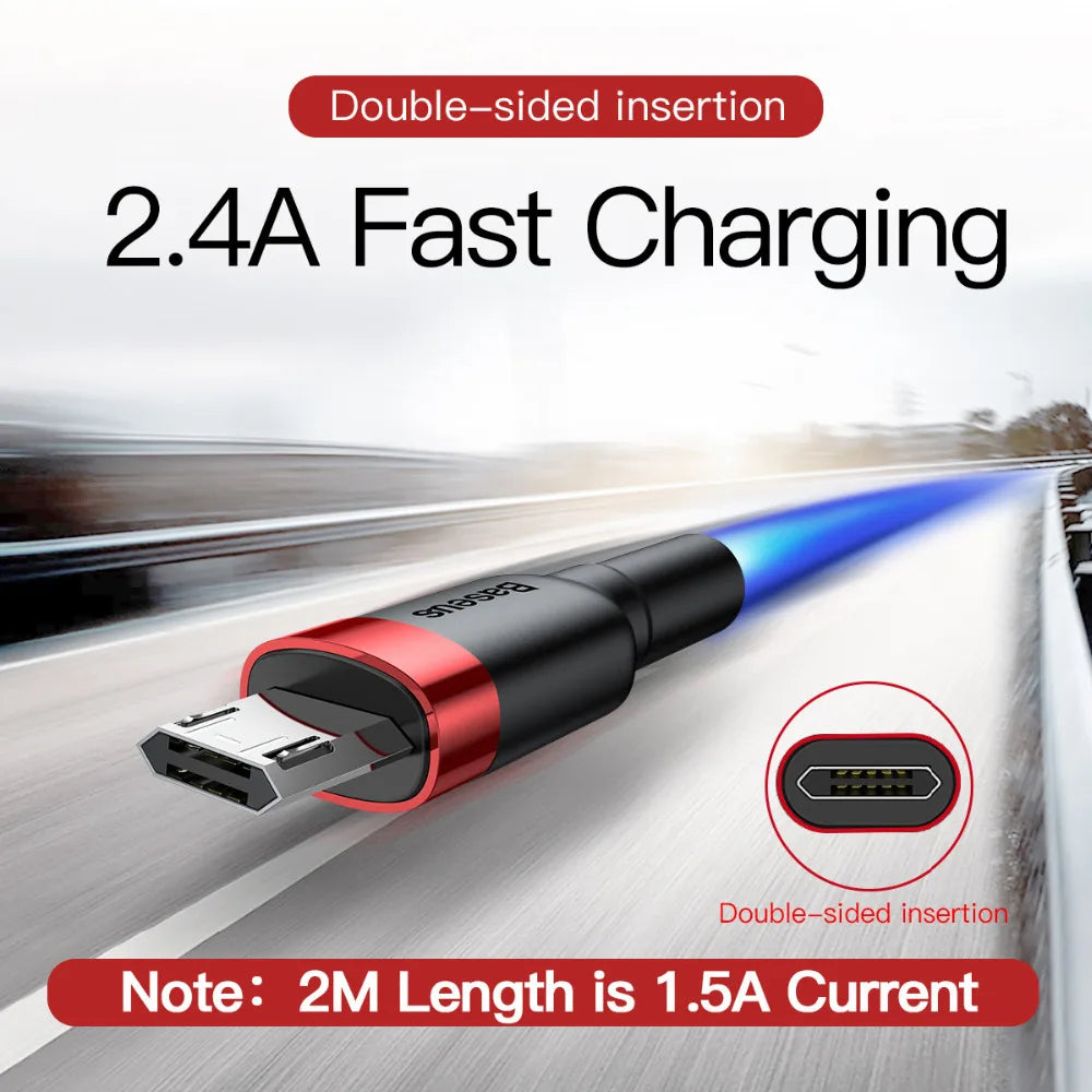 Baseus USB Micro Cable Quick Charge 3.0 Cable Fast Charging for Huawei P30 Xiaomi USB-C Charger Wire