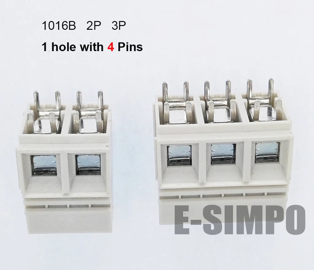 20pcs 1016A 1016B-10.16-3P Straight 10.16mm 650V57A 22-8AWG 1pole with 2/4 Solder Pin High Current PCB Screw Wire Terminal Block