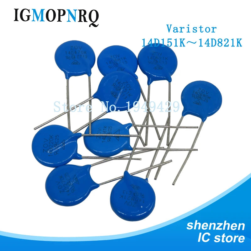 10PCS Piezoresistor  Varistor Series 7D 10D 14D 7D151K 7D271K 10D270K 10D101K 14D471K 14D521K 7D431K 10D390K 10D561K Resistor