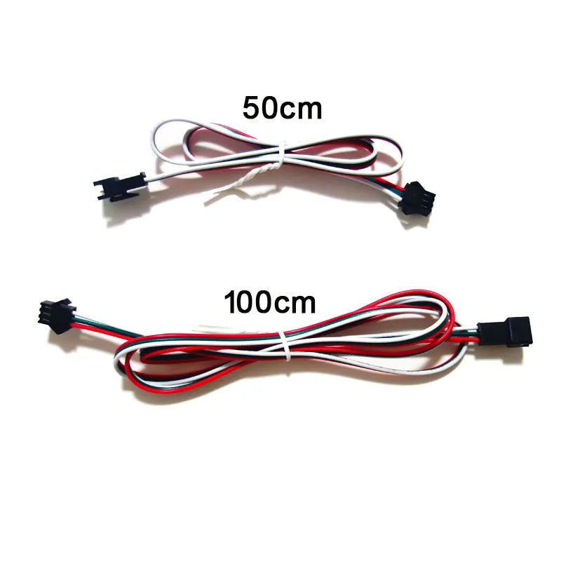 100CM 200CM 500CM 3Pin 4Pin Extension Cable 22AWG JST SM Plug Male to Female Wire Connector Cable
