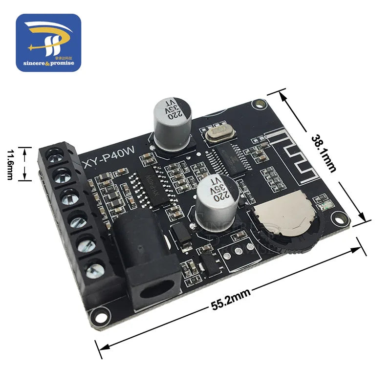 30W 40W Stereo Bluetooth Receiver Power Amplifier Dual-Channel Board 12V 24V High Power Digital Module for DIY XY-P40W