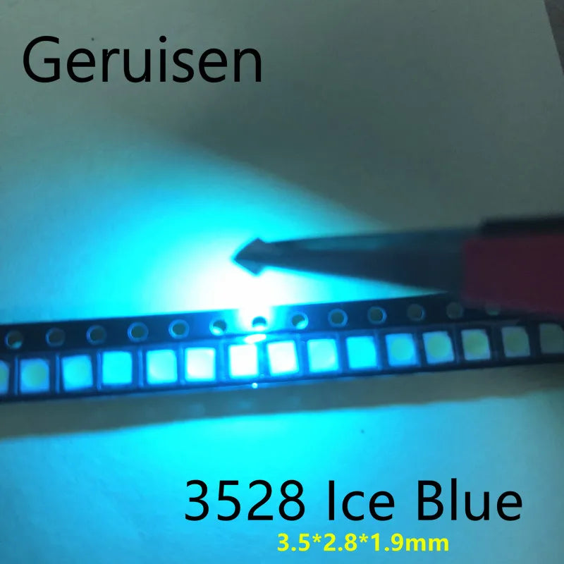 100pcs SMD LED 3528 Ice blue LED lamp beads Light emitting Diode Factory direct sale