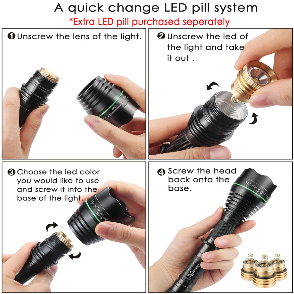 UniqueFire Drop in White Red Green IR850 940nm Light LED Pill 3 Mode Module Replacement for UF-1508 Hunting LED Torch Flashlight