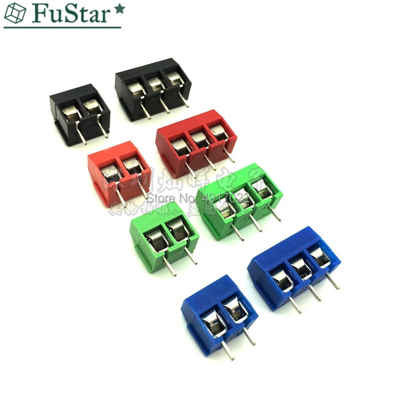 10/20 PCS KF301- 2P 3P screw 5.0mm Terminal Block 2 Pin 3 Pin pcb Terminal block Connector Blue, Green, Red And Black Selectable