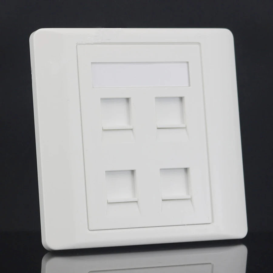 Xintylink RJ45 Socket Jack Modular 4 Port Cat5e Cat6 Keystone White PC Wall Face Plate Faceplate Toolless Wall Socket Panel 86mm