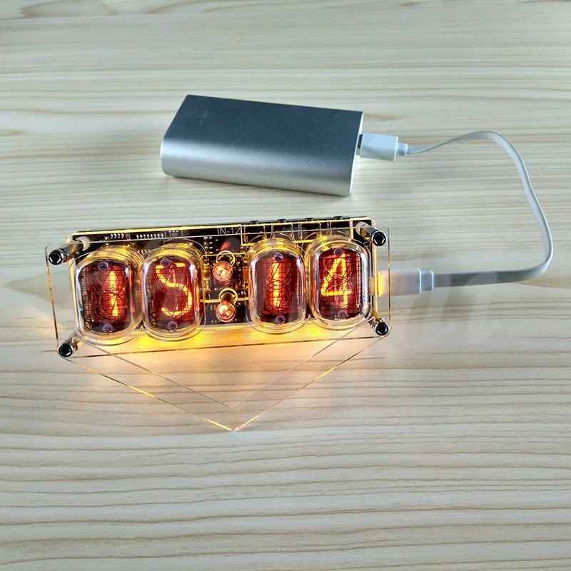 IN-12 Glow Tube Clock 4-bit IN12 glow tube clock Seven-color RGB LED DS3231 nixie clock IN-12B