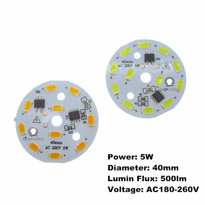 10pcs AC 220V LED PCB SMD5730 3W 5W 7W 10W 12W 15W 18W 24W Integrated IC Driver White/Warm White Light Source for LED Bulb