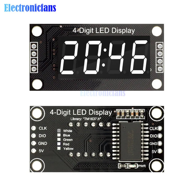 4-Digit LED 0.36" LED Display Tube (decimal) 7-Segments TM1637 Clock Double Dots Module 0.36 Inch For Arduino size 30x14mm