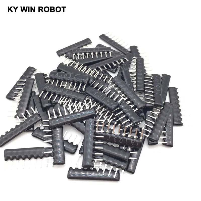 50PCS DIP Exclusion 9Pin A103J Resistor Network Array A09-103 10K Ohm A103 2.54MM Pin SIP-9