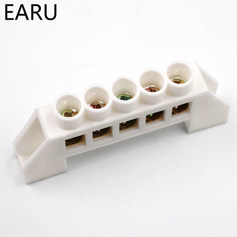Blue White Green Bridge Design Zero Line 4-12 Pole Screw Brass Copper Grounding Strip Terminal Block Connector Earth And Neutral