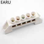 Blue White Green Bridge Design Zero Line 4-12 Pole Screw Brass Copper Grounding Strip Terminal Block Connector Earth And Neutral