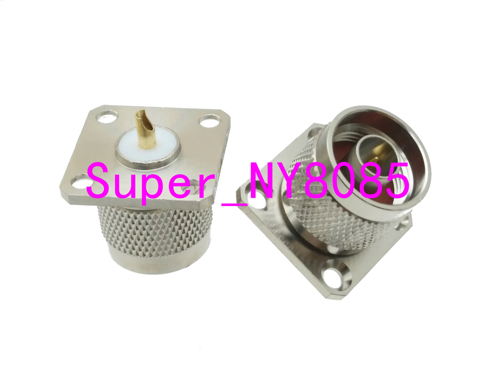 Connector N Male plug 4-holes Flange solder Panel mount RF Coaxial