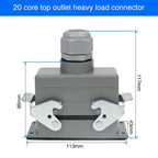 Rectangular Heavy Duty Connector HDC-HE4 6 10 16 20 24 32 48 Core Pin 16A Waterproof Aviation Plug  Top  And Side Line Connector