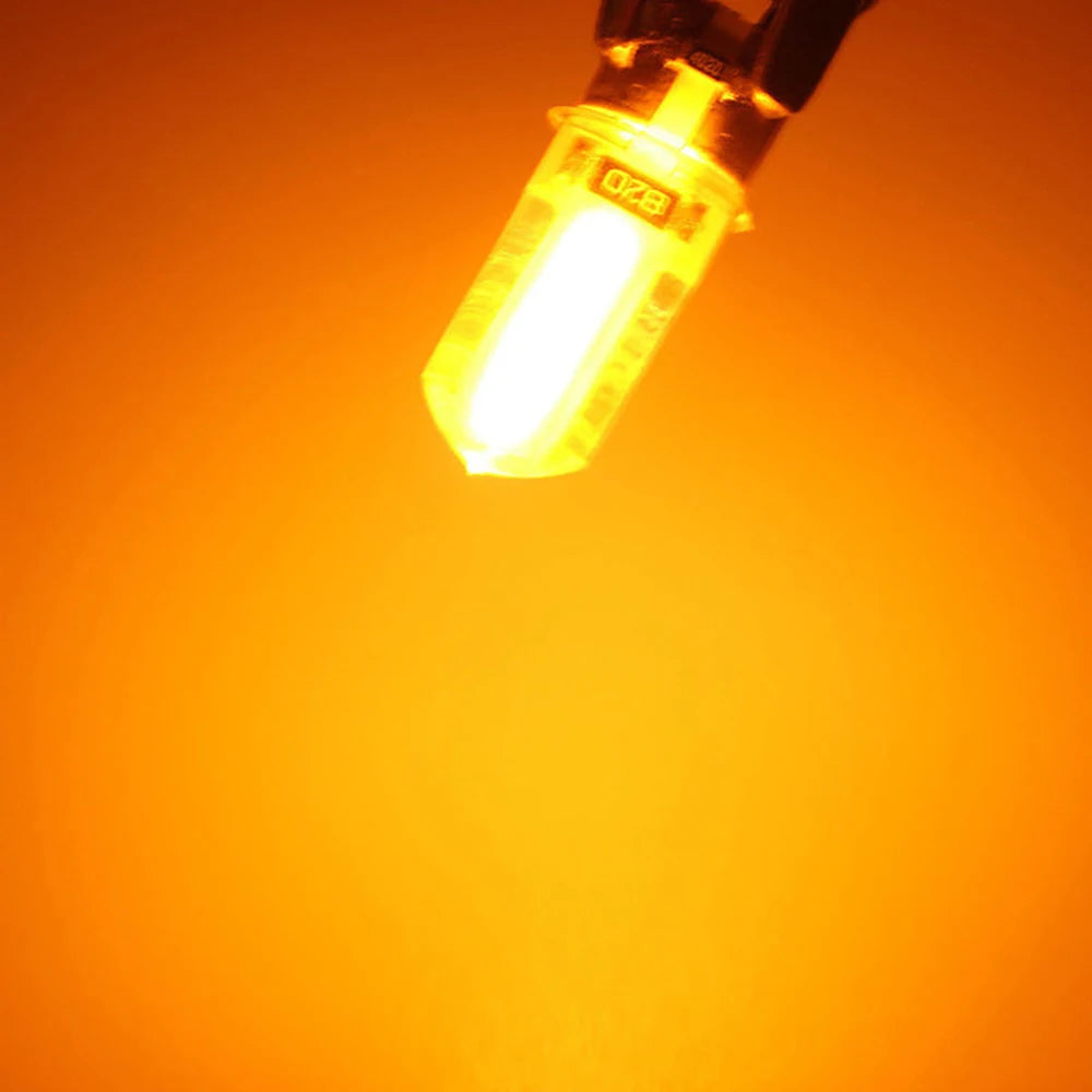4pcs T10 194 168 W5W COB LED Car Canbus Silicone Width Side Marker License Plate Turn Clearance Lights Signal Lamp Bulb Amber