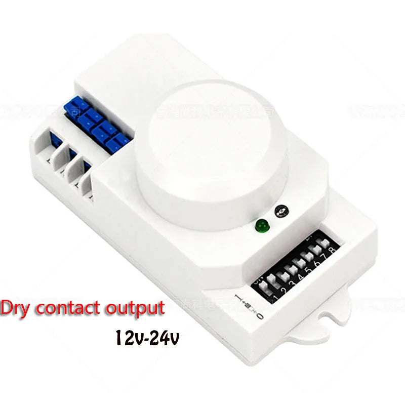 360 Degree 12V-24V Microwave Motion Sensor Light Switch Induction with Dry Contact Output for Home Automation