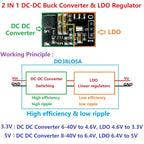5W DC 6-40V to 3.3V 5V Low Noise 2 in 1 LDO Linear Regulators & DC-DC Buck Converter Module Replace AMS1117 LM317 7805
