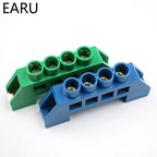 Blue White Green Bridge Design Zero Line 4-12 Pole Screw Brass Copper Grounding Strip Terminal Block Connector Earth And Neutral