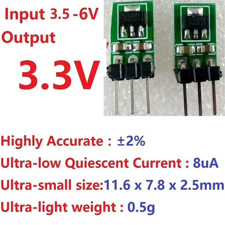 2PCS 3.3-6V to 3V 3V3 DC-DC Step-Down Power Supply Buck LDO Module Voltage Regulator Board for 18650 Li-ion AAA Dry Cell Battery