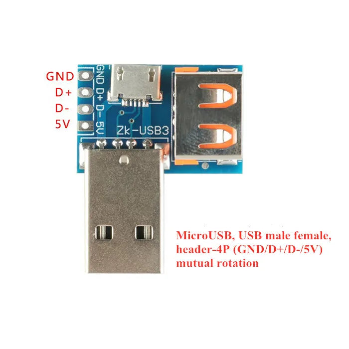 5pcs/1pc USB To DIP Adapter Pin Board Micro / Mini / Port USB Male and Female Head 2.0/3.0/3.1 Type-C to DIP Converter Plate