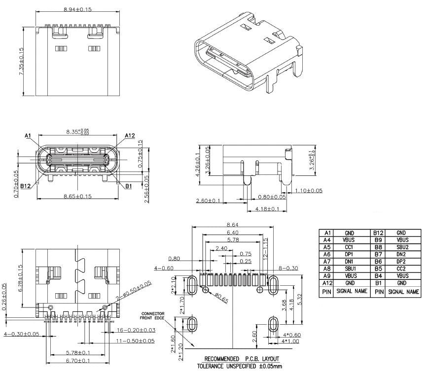 10Pcs USB 3.1 Type C 6/16/24 Pin Connector Male Female Charging Port PCB Mount Solder Socket